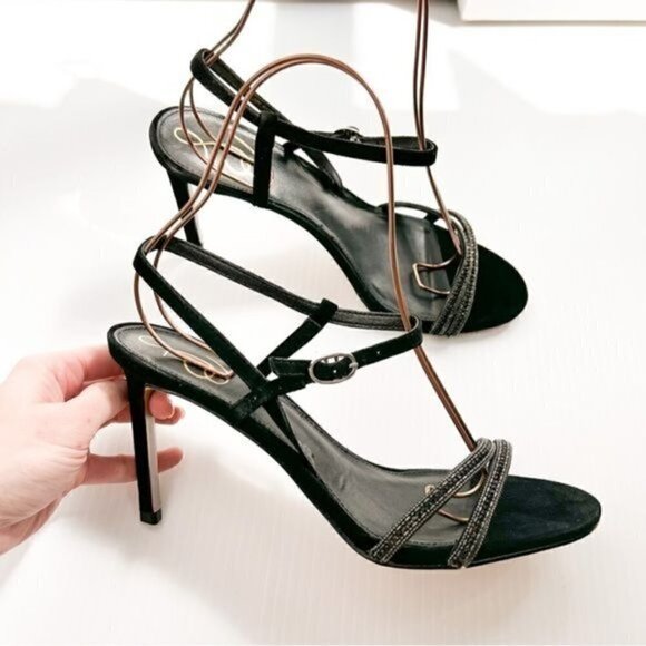Sam Edelman Heels womens size 10 Black Crystal Daisie Ankle Strapped Sandals - Picture 7 of 13